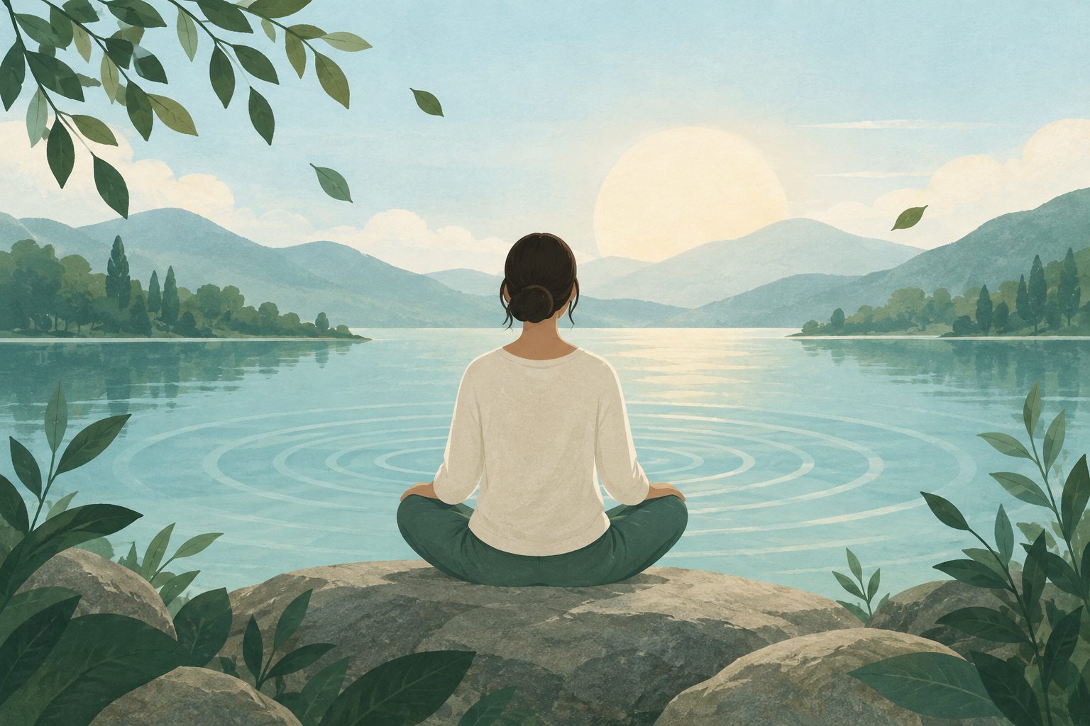 Ilustración serena de una práctica de mindfulness