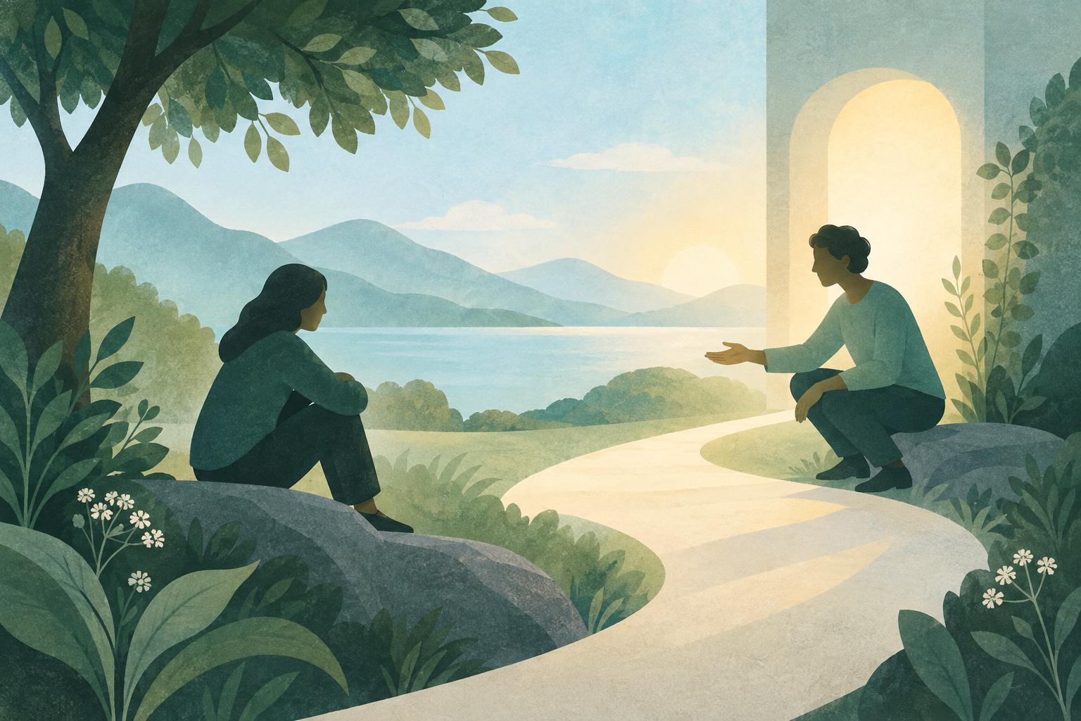 Ilustración de acompañamiento durante una crisis emocional